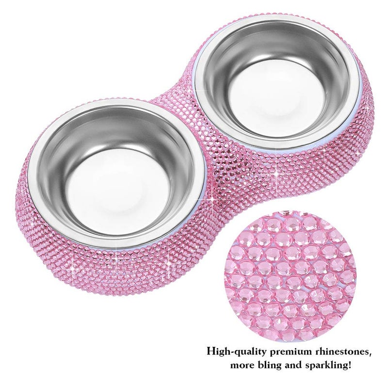 Soleebee Bling Finest Crystal Rhinestones Pet Feeder/Pet Bowls for Small Cats Dogs (Pink) - Image 5
